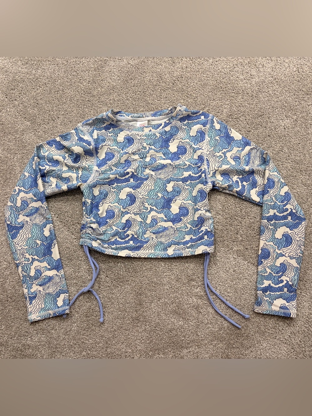 Ruffle Butts Wave Print Long Sleeve Swim Too Rash Guard